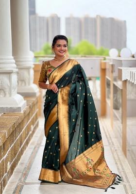 Green Zari Woven Silk Saree Set