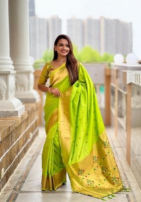 Green Zari Woven Silk Saree Set