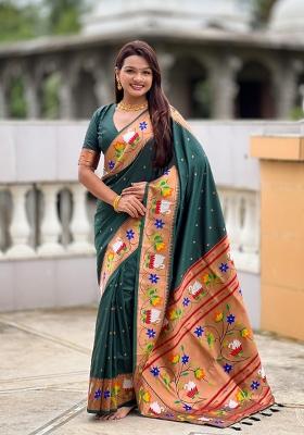 Green Zari Woven Silk Saree Set