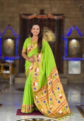 Green Zari Woven Silk Saree Set