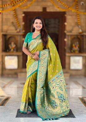 Green Zari Woven Silk Saree Set