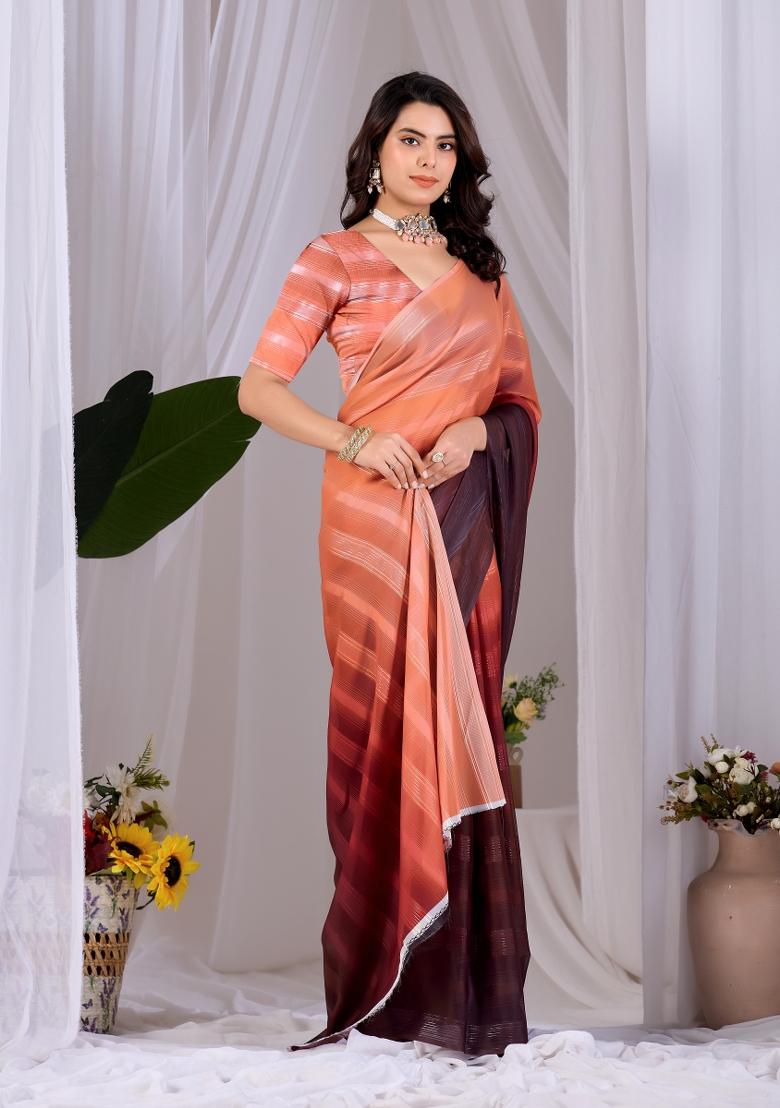 Multicolor Printed Monsoon Saree Set - Indya