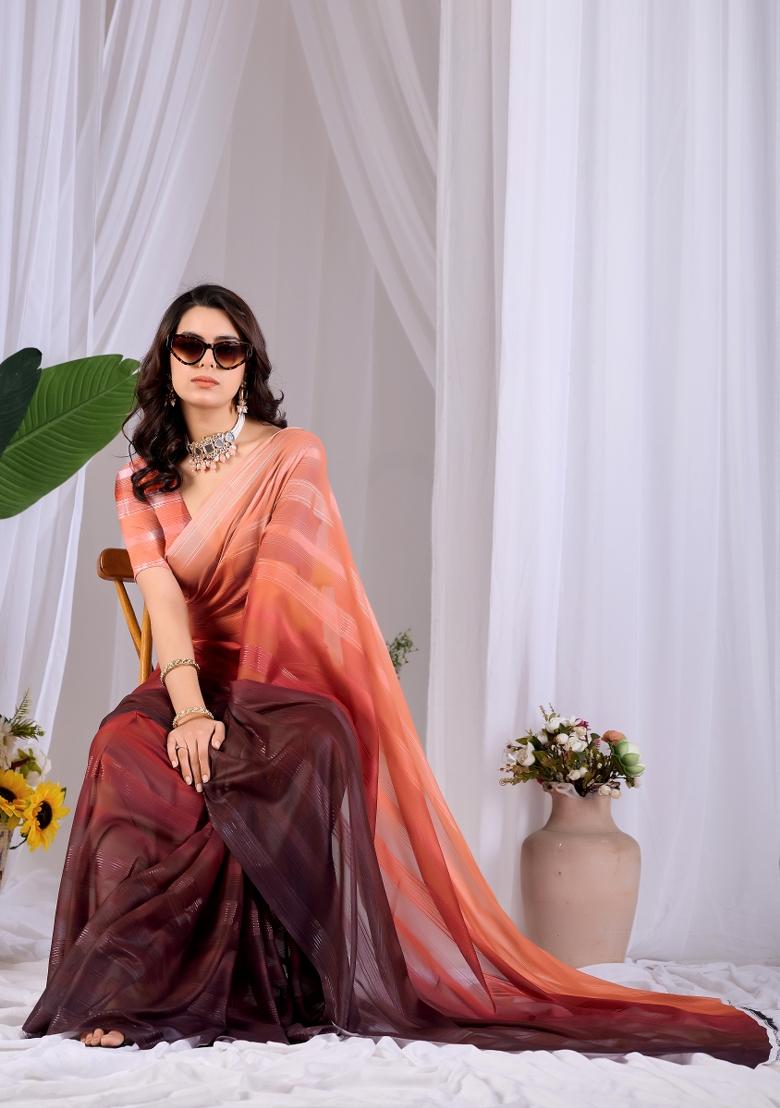 Multicolor Printed Monsoon Saree Set - Indya