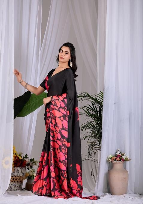 Multicolor Printed Georgette Saree Set