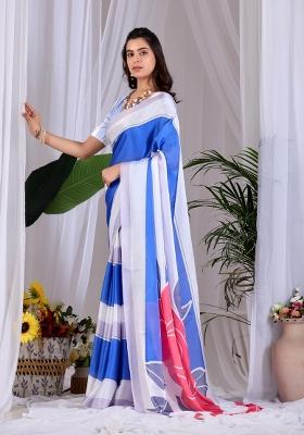 Multicolor Printed Georgette Saree Set