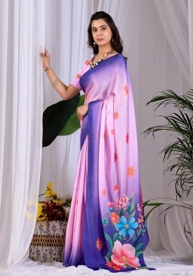 Pink Printed Georgette Saree Set