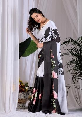 Multicolor Printed Georgette Saree Set