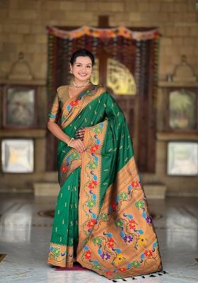 Green Zari Work Silk Saree Set