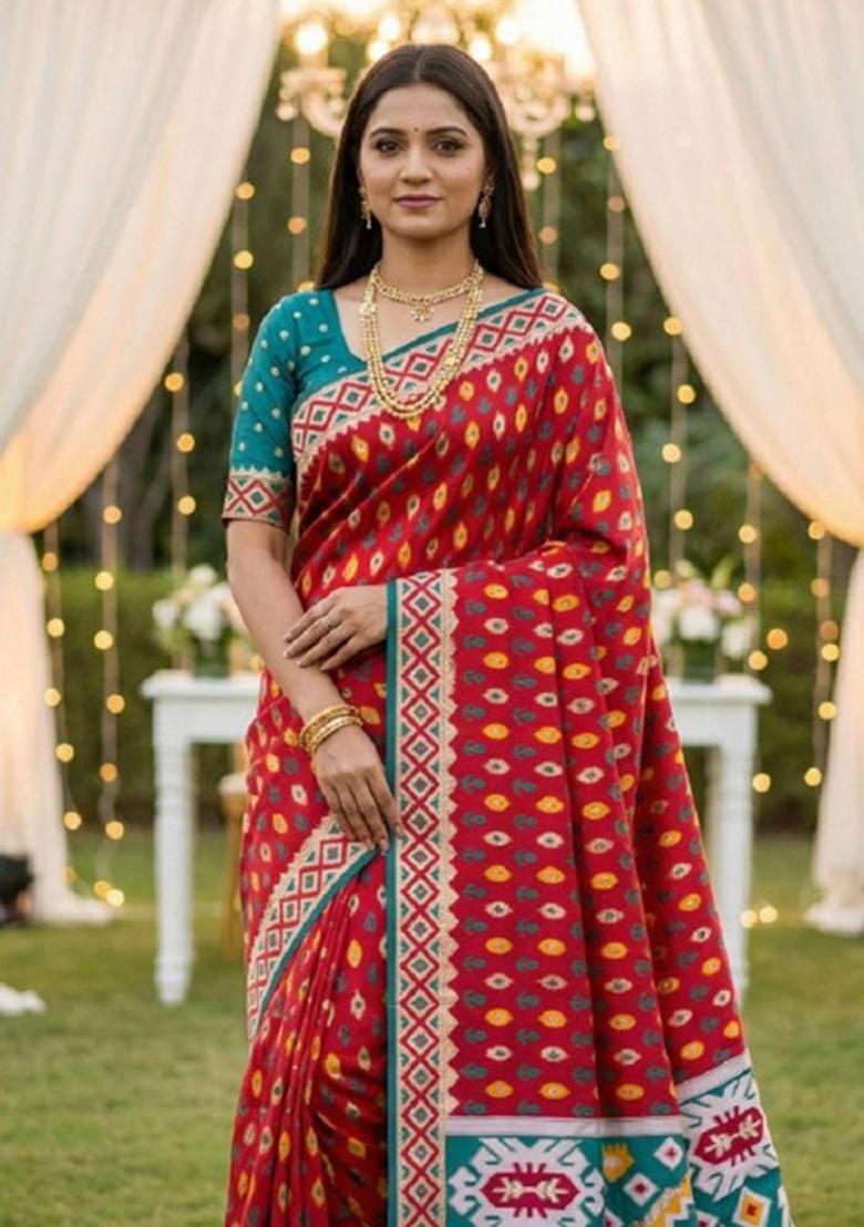 Pink Zari Work Banarasi Saree Set - Indya