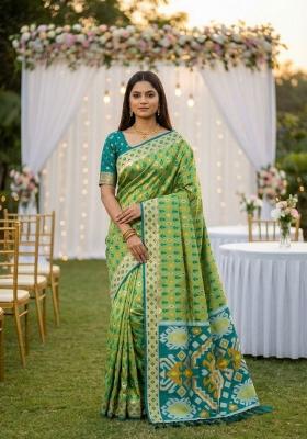 Sea Green Zari Work Banarasi Saree Set