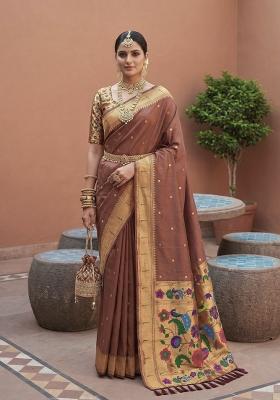 Coffee Zari Work Banarasi Saree Set