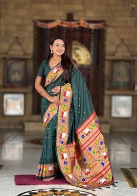 Green Zari Work Banarasi Saree Set