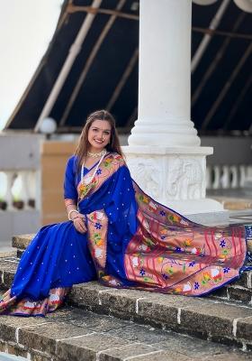 Blue Zari Work Banarasi Saree Set