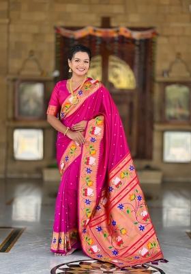 Wine Zari Work Banarasi Saree Set