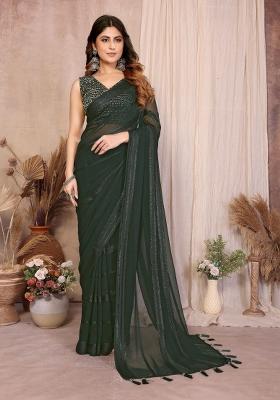 Black Plain Silk Saree With Blouse