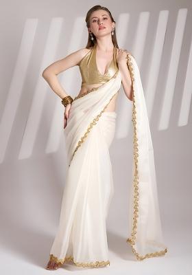 White Sequin Jimmy Choo Saree Set