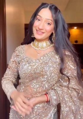 Brown Solid Net Saree Set