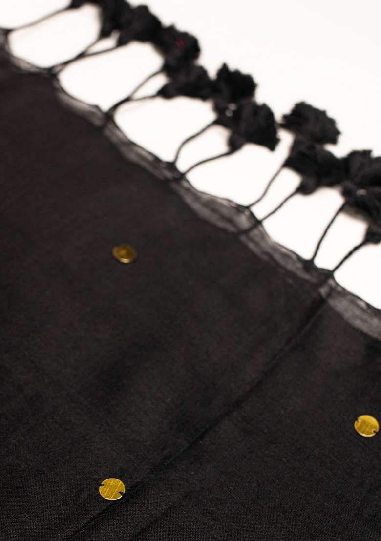 Black Woven Khadi Saree Set for Diwali | Wedding & Festive Wear - Indya