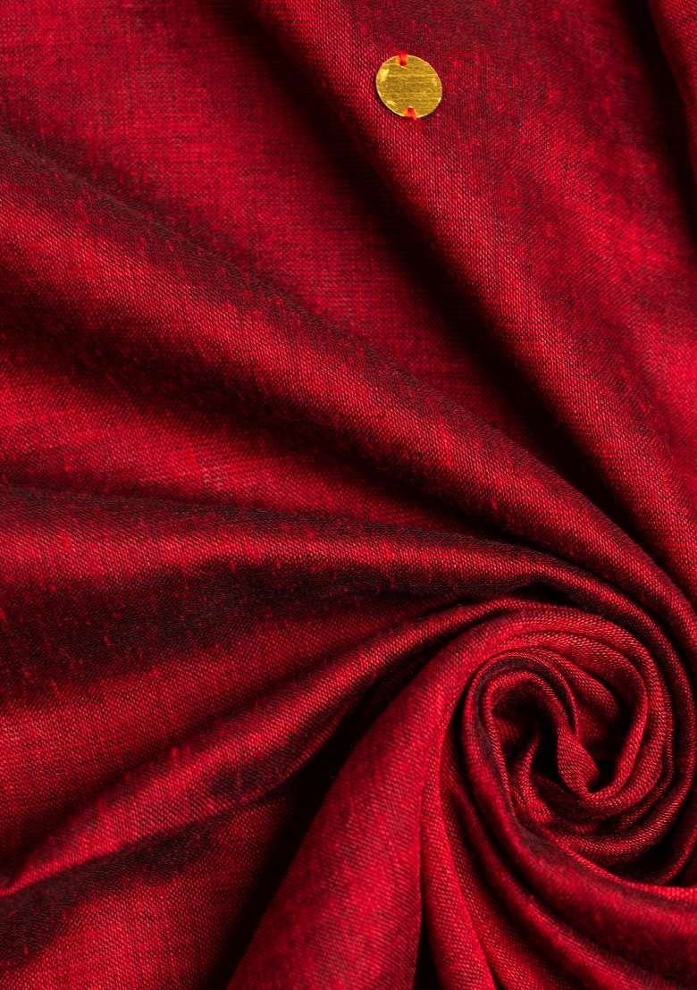 Brick Red Woven Khadi Saree Set for Diwali and Festive Wear - Indya