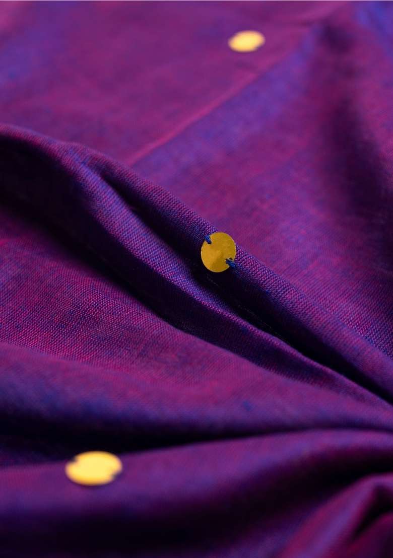 Dark Purple Woven Khadi Saree Set for Diwali and Festive Wear - Indya