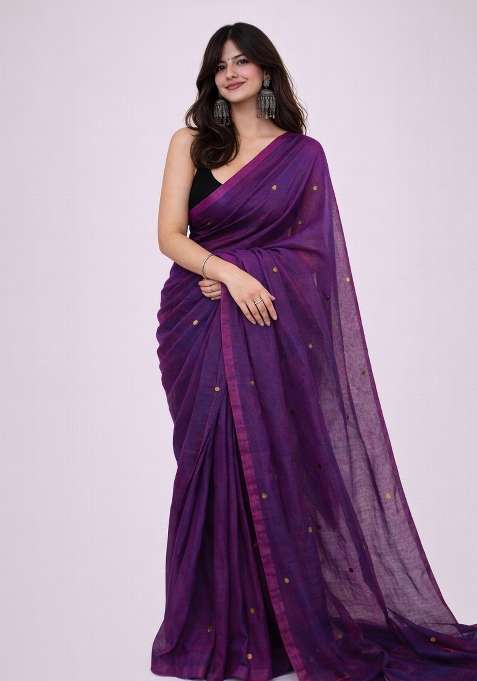 Egg Purple Woven Khadi Saree Set for Diwali | Wedding & Festive Wear