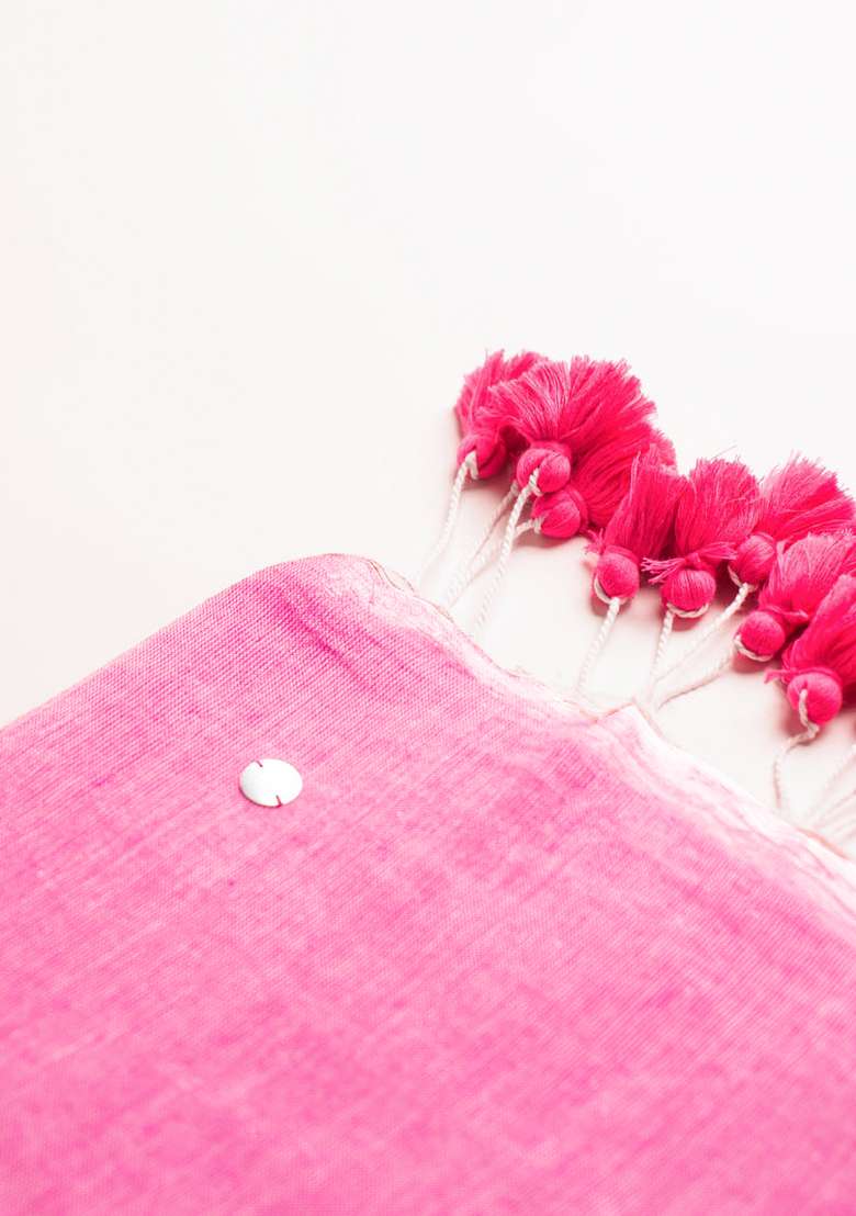 Pink Woven Khadi Saree Set for Diwali | Wedding & Festive Wear - Indya