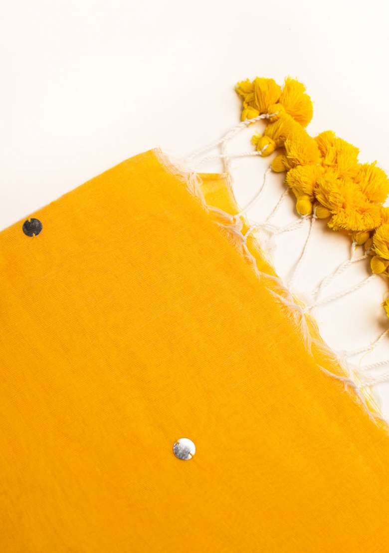 Yellow Woven Khadi Saree Set for Diwali | Wedding & Festive Wear - Indya