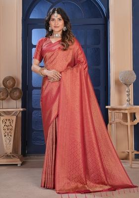 Maroon Zari Work Silk Saree Set