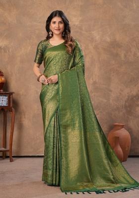 Green Zari Work Silk Saree Set