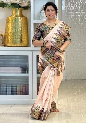 Black Zari Work Silk Saree Set