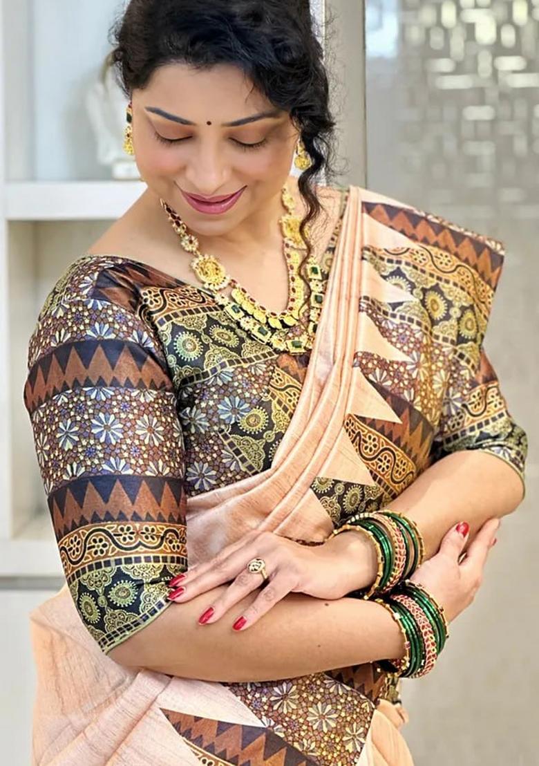 Black Zari Work Silk Saree Set - Indya