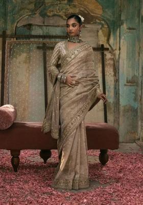 Golden Sequin Gold Crush Saree Set