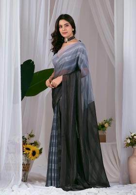 Grey Printed Monsoon Saree Set