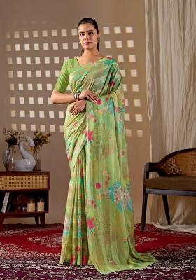 Light Green Printed Monsoon Saree Set