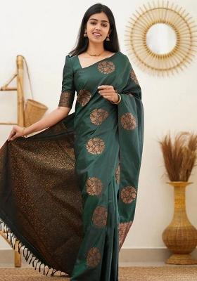 Green Jacquard Silk Saree Set