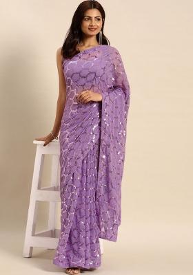 Onion Zari Work Georgette Saree Set