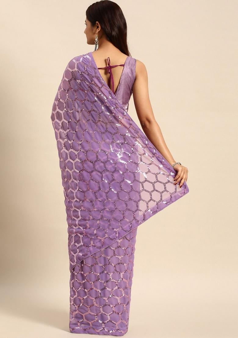 Onion Zari Work Georgette Saree Set - Indya