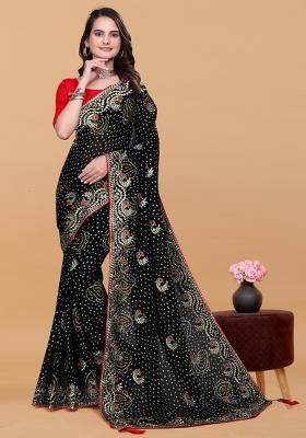 Black Zari Work Georgette Saree Set