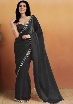 Black Zari Work Georgette Saree Set