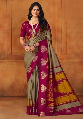 Chikoo Printed Manipuri Saree Set