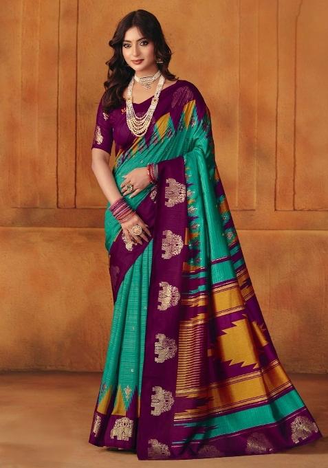 Firozi Printed Manipuri Saree Set
