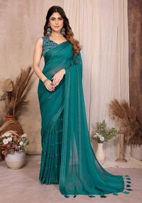 Rama Plain Georgette Saree Set