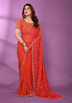 Gajari Beadwork Silk Saree Set