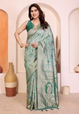 Rama Jacquard Cotton Saree Set