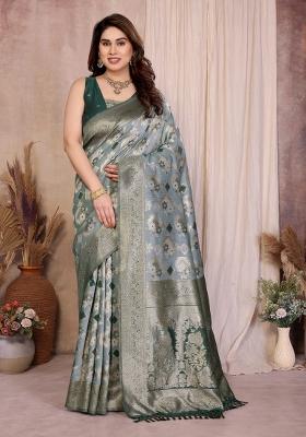 Green Jacquard Cotton Saree Set