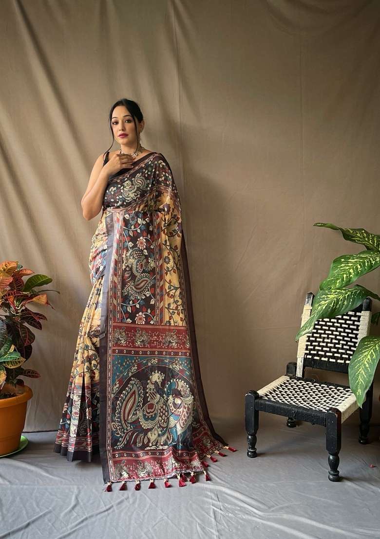 Yellow Silk Blend Saree Set with Zari Work for Diwali | Wedding & Festive Wear - Indya