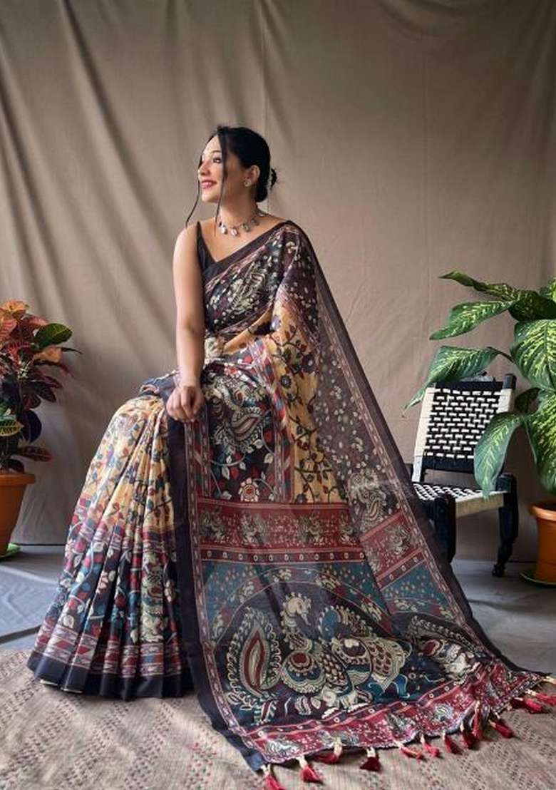 Yellow Silk Blend Saree Set with Zari Work for Diwali | Wedding & Festive Wear - Indya