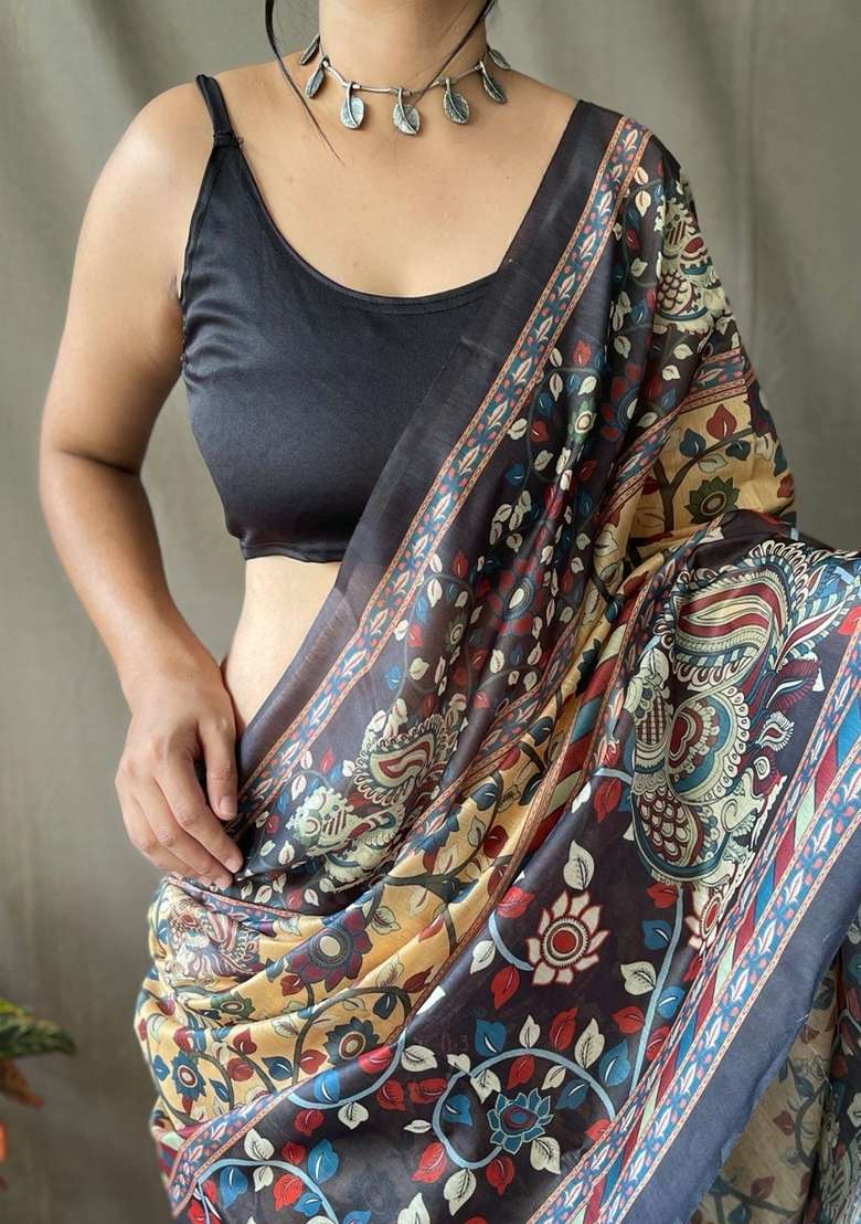 Yellow Silk Blend Saree Set with Zari Work for Diwali | Wedding & Festive Wear - Indya