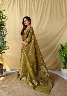 Black Zari Work Silk Blend Saree Set