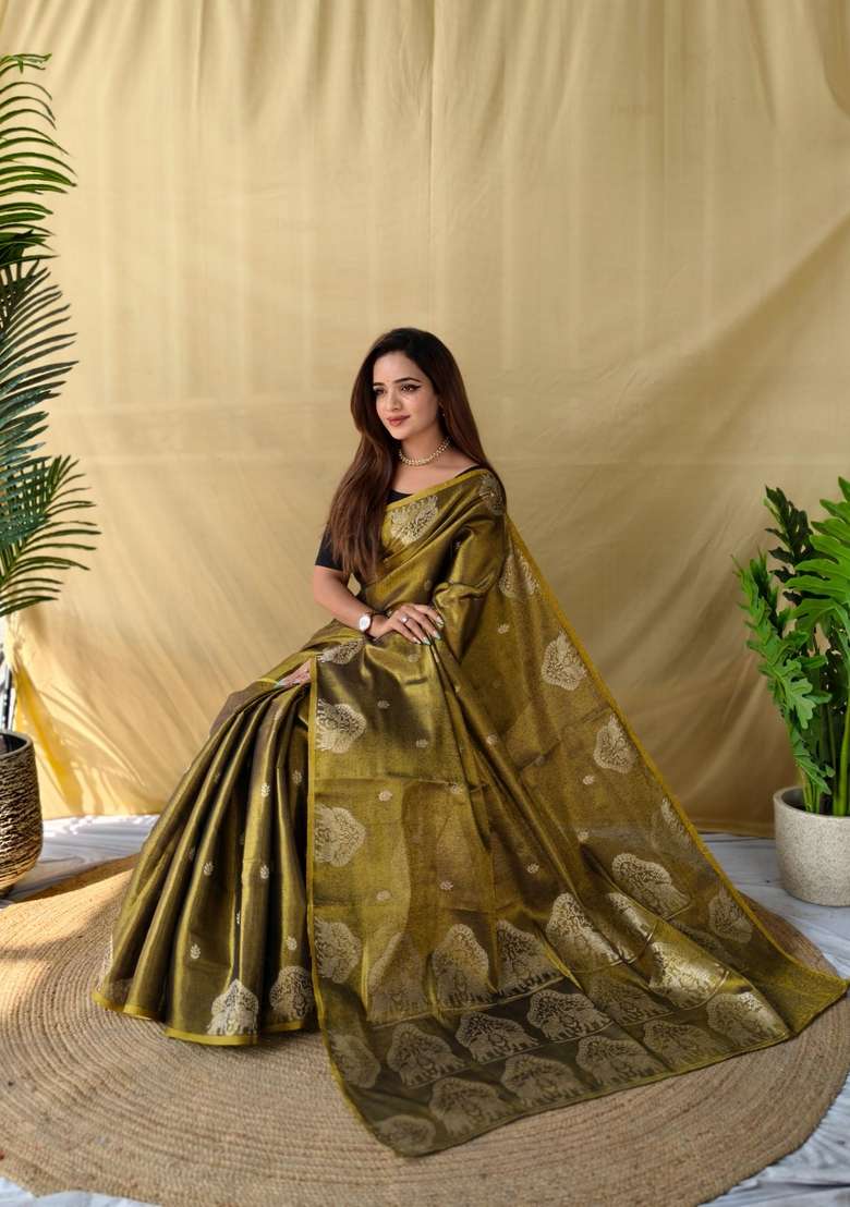 Black Silk Blend Saree Set with Zari Work for Diwali | Wedding & Festive Wear - Indya